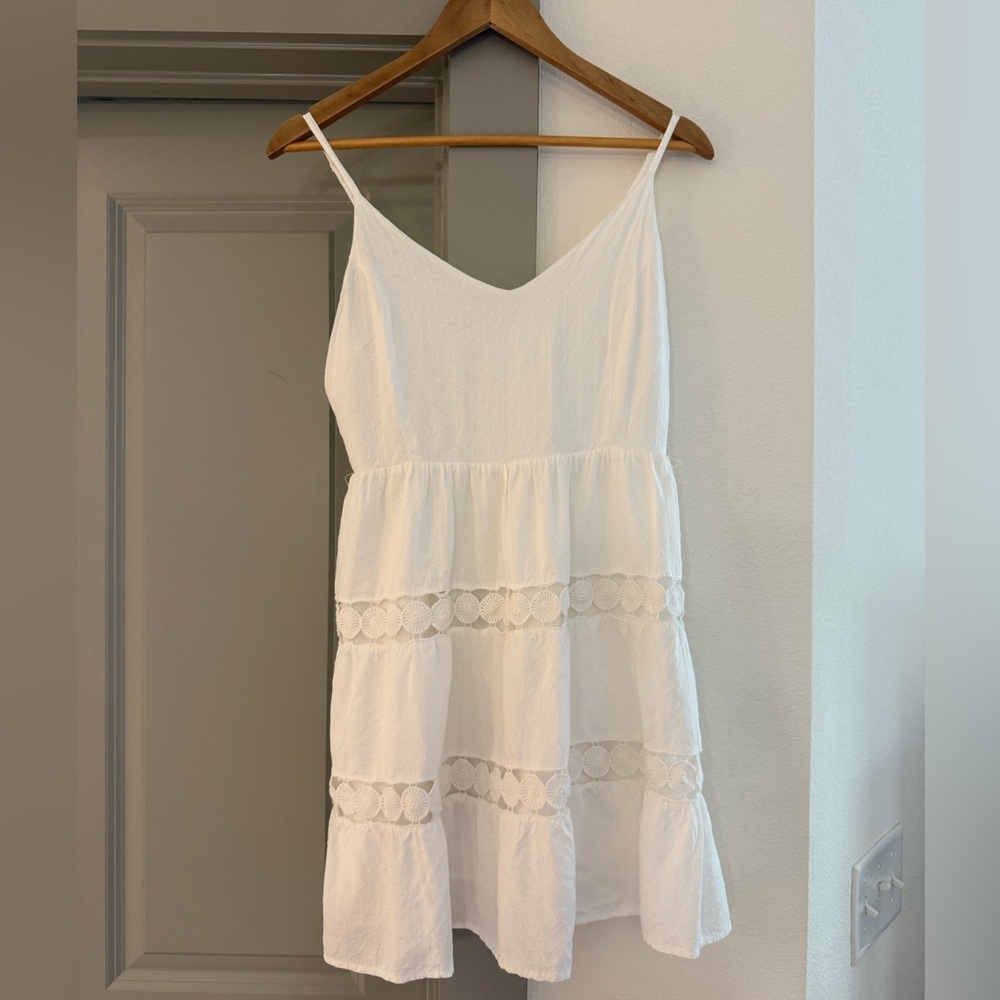 Boutique White Cotton Sleeveless Summer Mini Dress with detailing